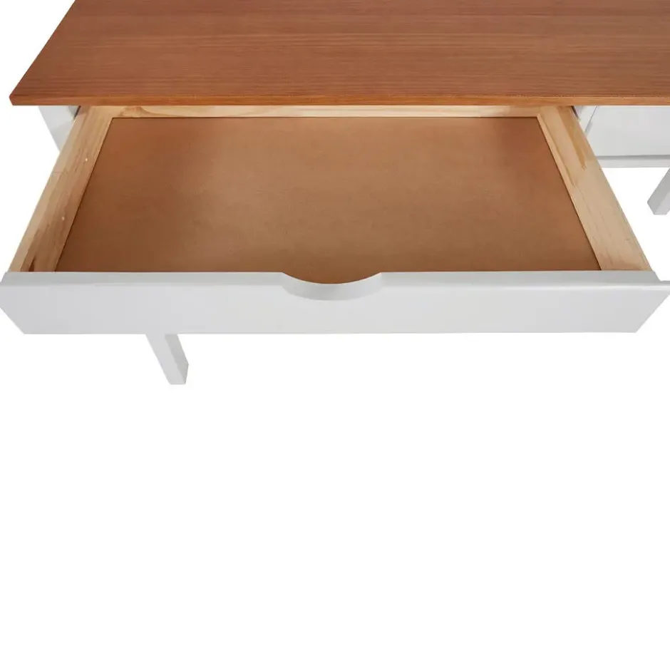 Gava - Bureau met 2 laden wit en naturel grenen