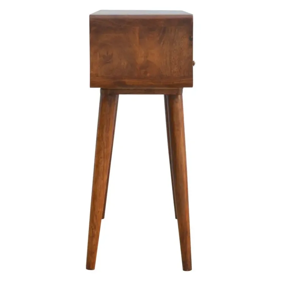 Gebogen Kastanje Sidetable met Open Sleuf
