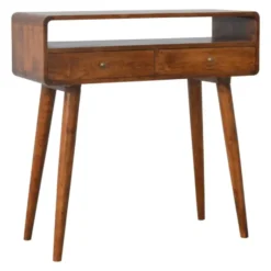 Gebogen Kastanje Sidetable met Open Sleuf