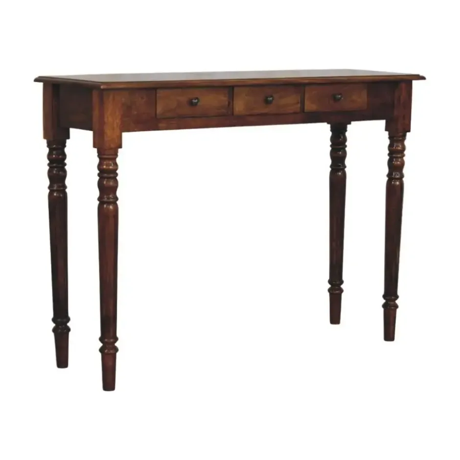 Gedraaide Poten Chestnut Console, 3 Lades, Donkerbruin
