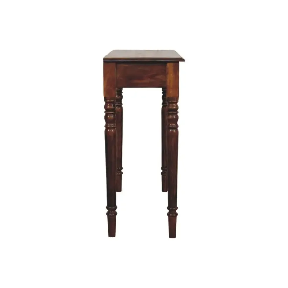 Gedraaide Poten Chestnut Console, 3 Lades, Donkerbruin