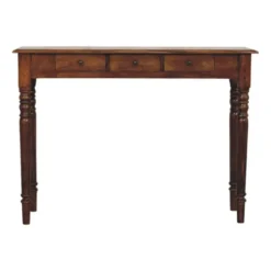 Gedraaide Poten Chestnut Console, 3 Lades, Donkerbruin