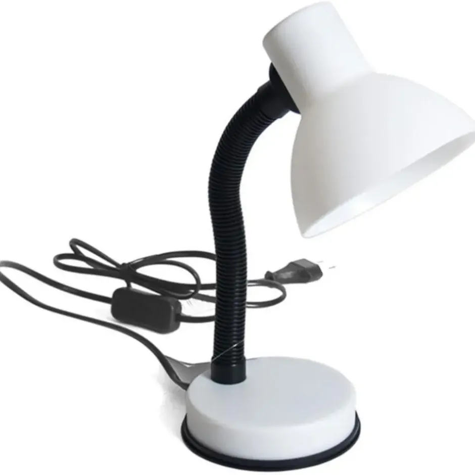 Gerimport Bureaulamp - wit - metaal - verstelbaar - 16 x 30 cm