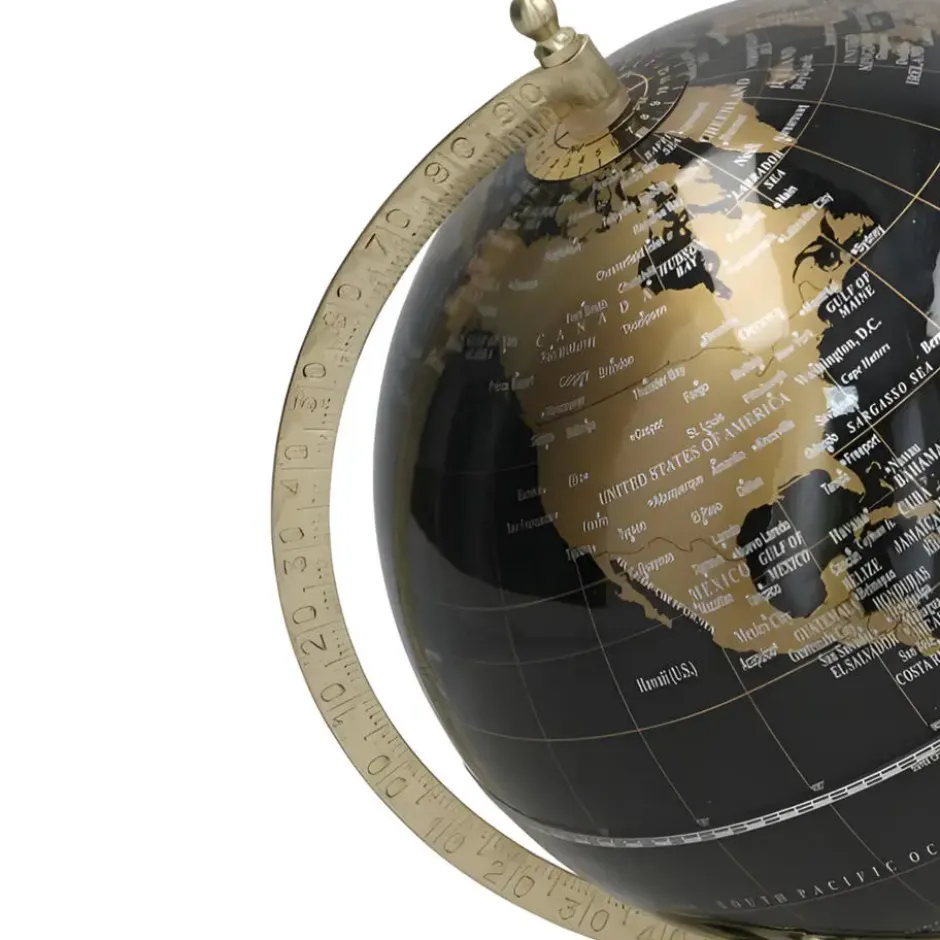 Gerimport Decoratie Wereldbol Thomas - globe - zwart - 18 x 24 cm
