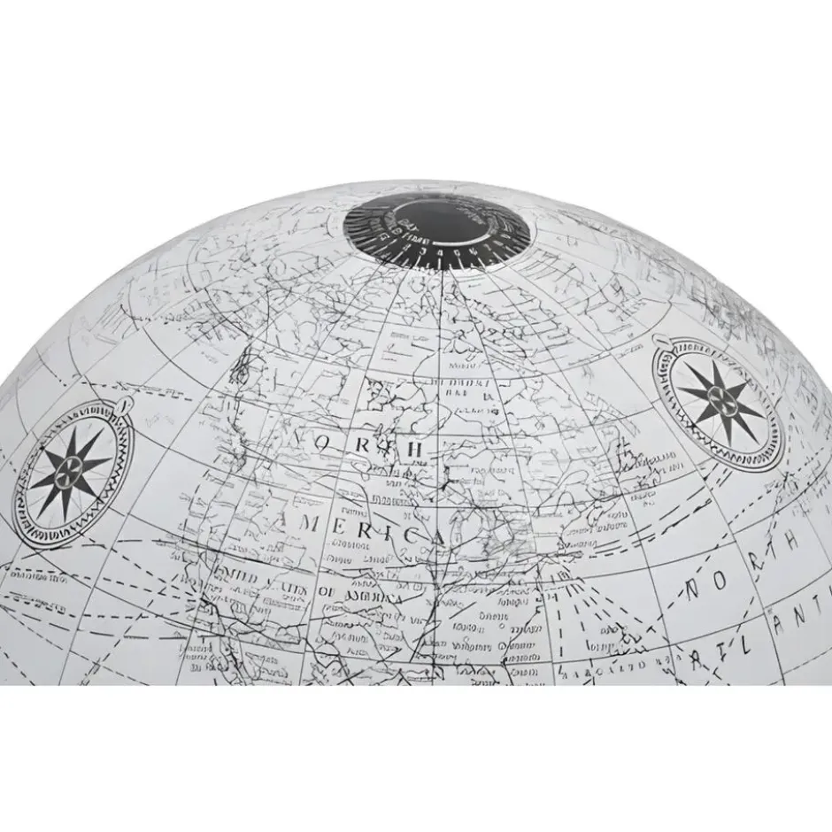 Gerimport Decoratie Wereldbol / globe - wit - D17 x H20 cm