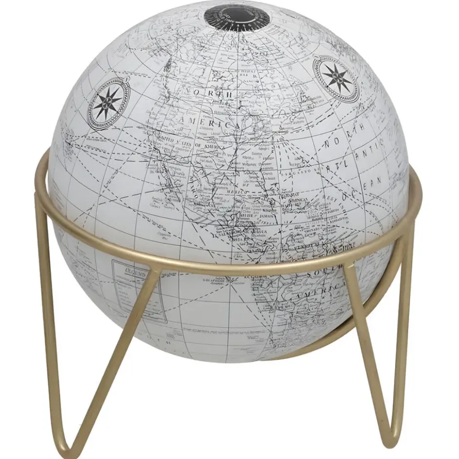 Gerimport Decoratie Wereldbol / globe - wit - D17 x H20 cm