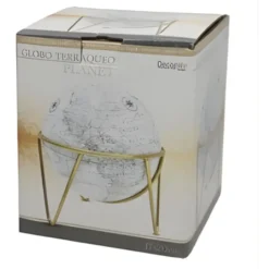 Gerimport Decoratie Wereldbol / globe - wit - D17 x H20 cm