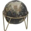 Gerimport Decoratie Wereldbol / globe - zwart - D17 x H20 cm