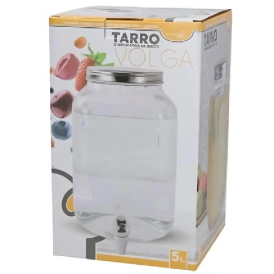 Gerimport Drankdispenser - water/limonade - kraan - 5L - glas