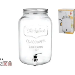 Gerimport Drankdispenser - water/limonade - kraan - 8L - glas