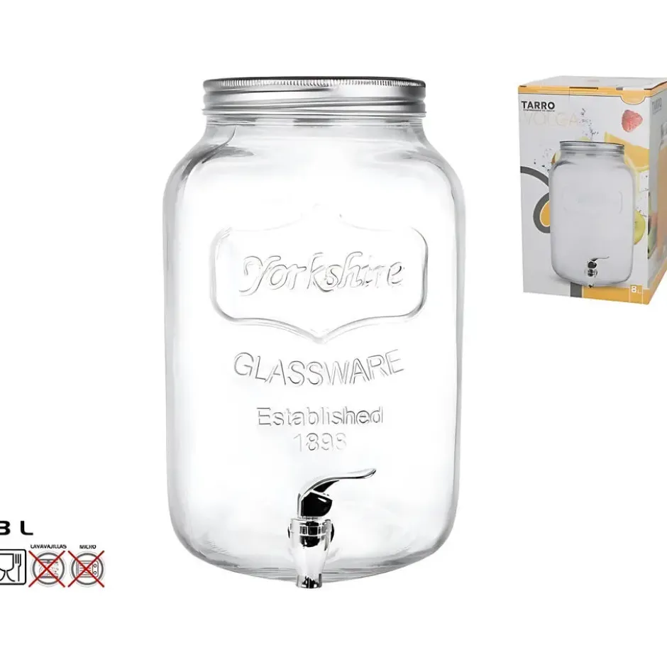Gerimport Drankdispenser - water/limonade - kraan - 8L - glas