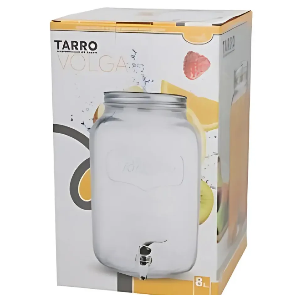 Gerimport Drankdispenser - water/limonade - kraan - 8L - glas