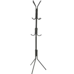 Gerimport - kapstok - zwart - metaal - staand - 12 haken op 3 hoogtes - 170 cm