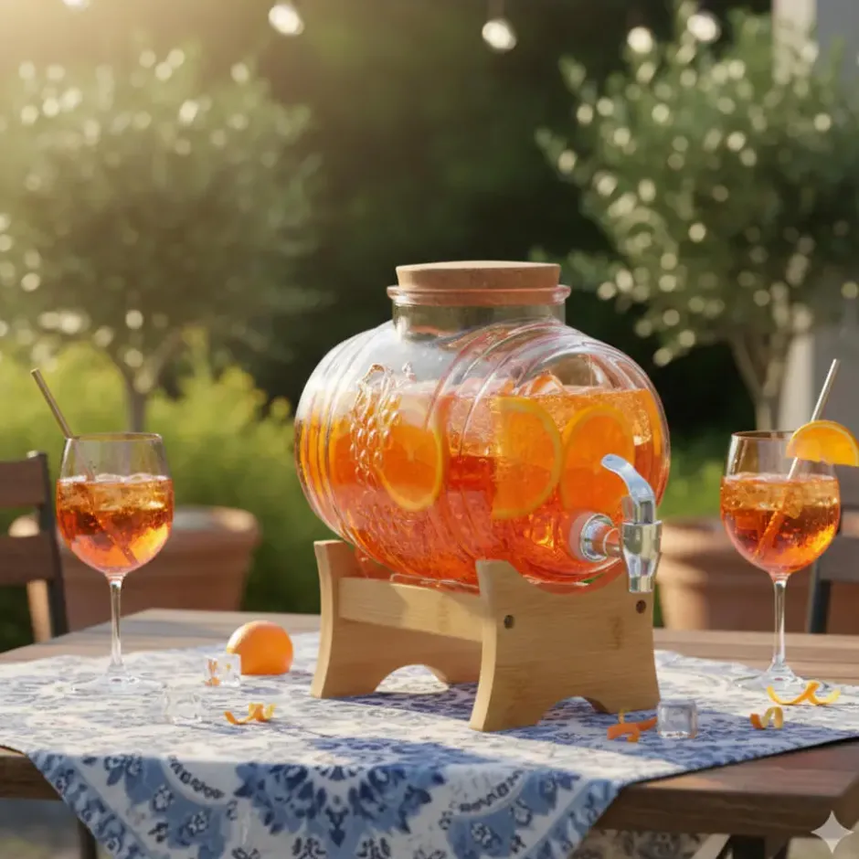 Gerimport Limonade / sap dispenser - 1 Liter - borosilicaat glas