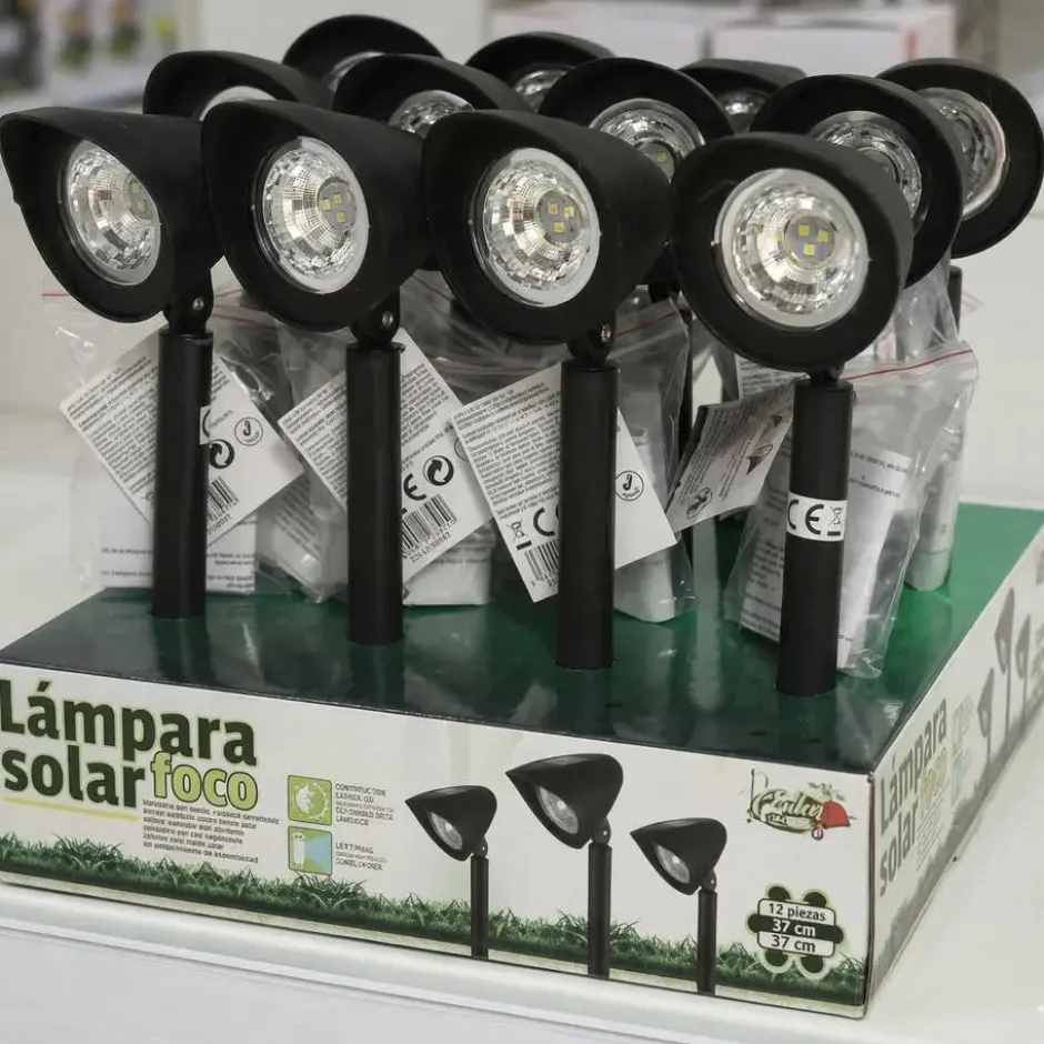 Gerimport - Solar tuinlamp - zwart - LED - oplaadbaar - H37cm