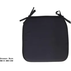 Gerimport Stoelkussen Anna - binnen/buiten - zwart - 39x39x3 cm