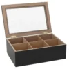 Gerimport Theedoos - 6-vaks - hout - 16 x 24 cm - met deksel
