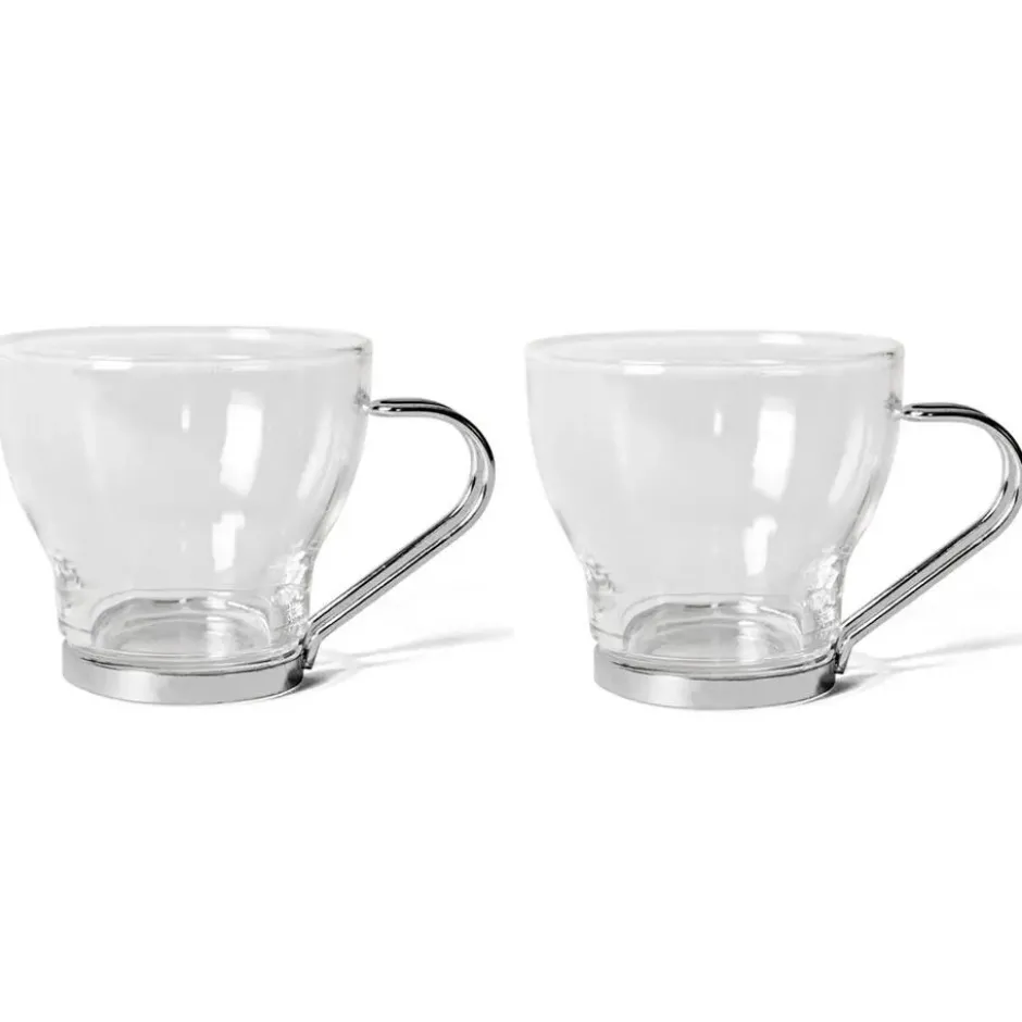 Gerimport theeglazen set - 6x stuks - 170 ml - RVS - oor/handvat