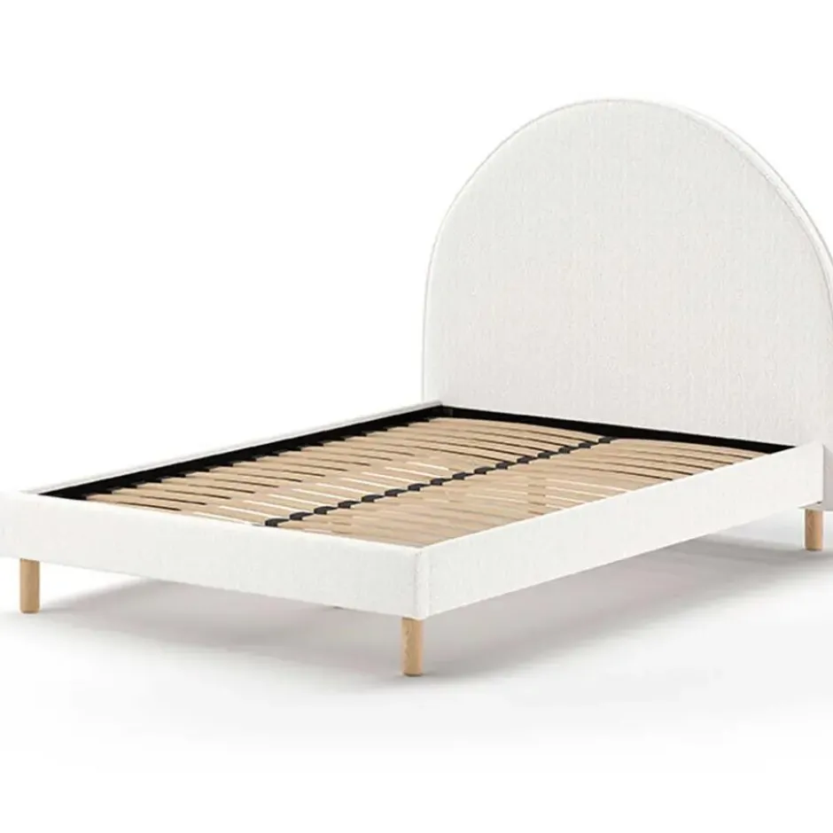 Gestoffeerd bed Maeva 140x200cm - witte bouclé stof