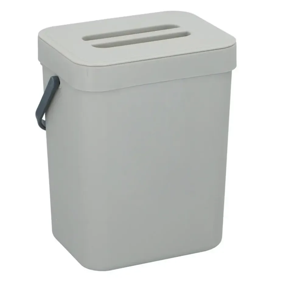 Gft afvalbakje voor aanrecht - 5L - grijs - 24 x 19 x 14 cm