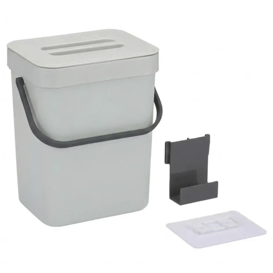 Gft afvalbakje voor aanrecht - 5L - grijs - 24 x 19 x 14 cm