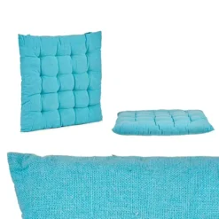 Giftdecor Stoelkussen - binnen/buiten - turquoise - 40 x 5cm