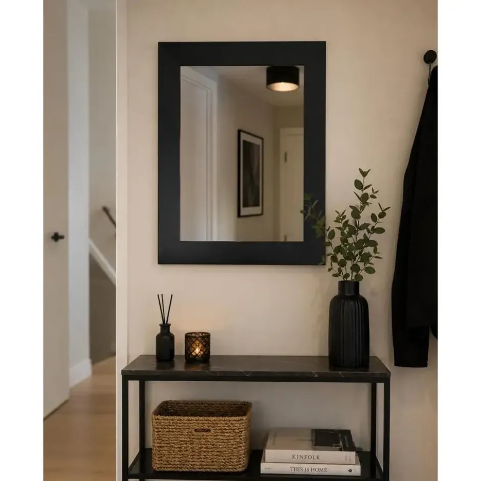 Giftdecor Wandspiegel Verona - zwart - mdf frame - 38 x 48 cm