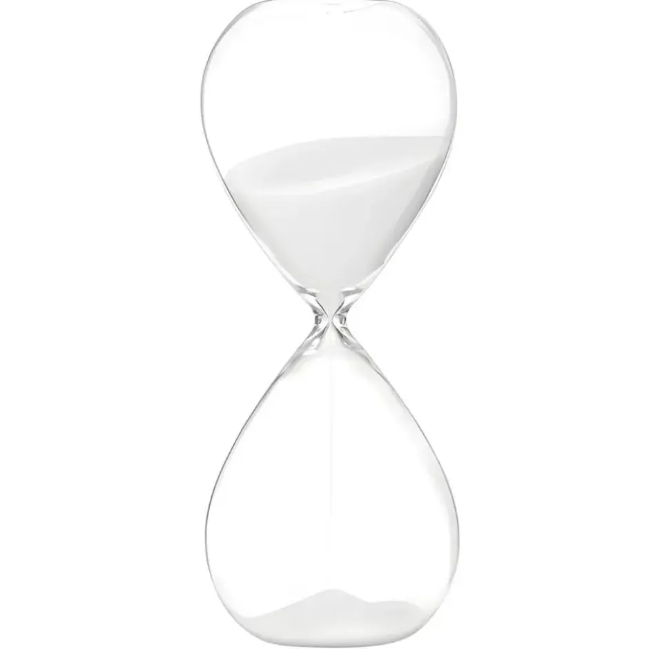 Gift Decor Zandloper cilinder - wit - 30 min - glas - D8xH25 cm
