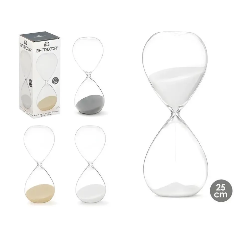 Gift Decor Zandloper cilinder - wit - 30 min - glas - D8xH25 cm