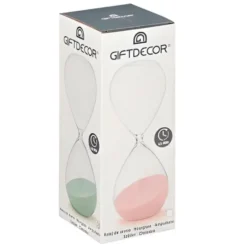 Gift Decor Zandloper cilinder - roze - 30 min - glas - D8xH25 cm