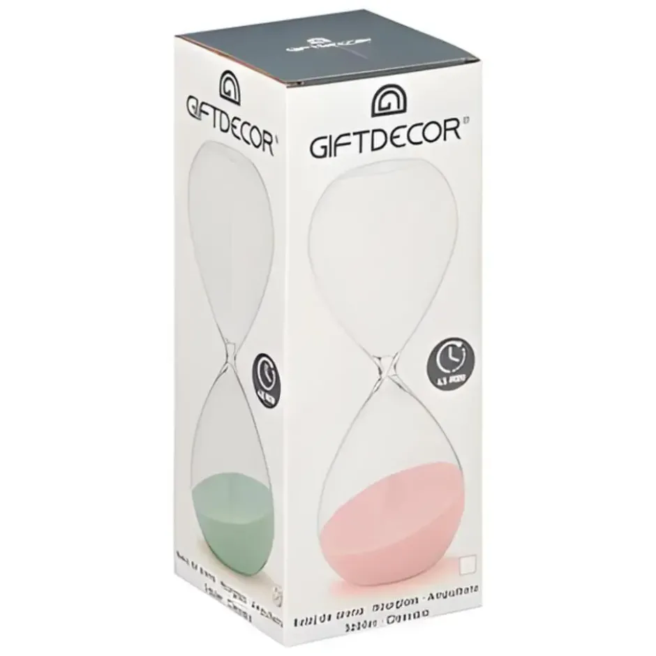 Gift Decor Zandloper cilinder - lila - 60 min - glas - D11xH30 cm