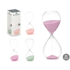 Gift Decor Zandloper cilinder - roze - 45 min - glas - D9xH25 cm