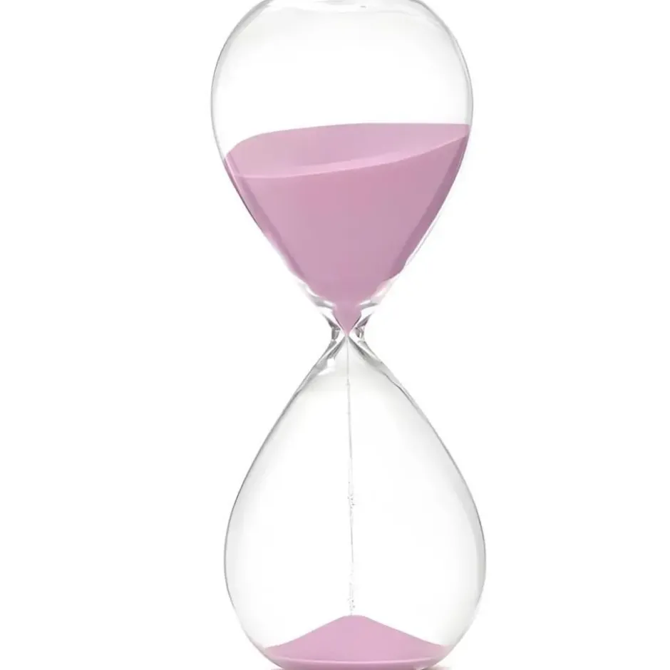 Gift Decor zandloper cilinder - roze - 45 min - glas - D9xH25 cm