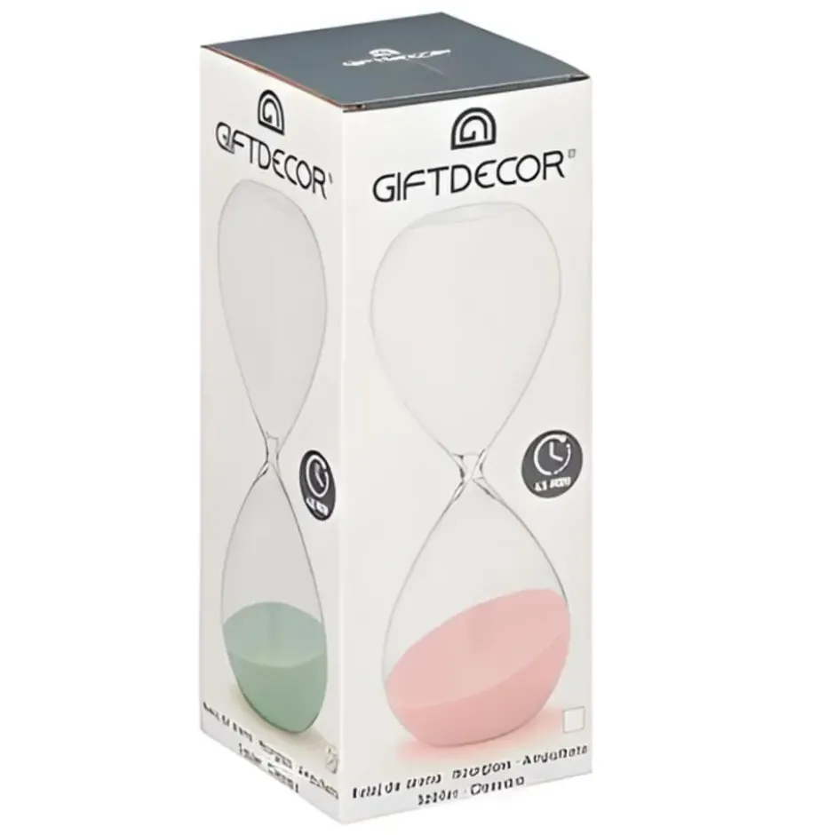 Gift Decor zandloper cilinder - roze - 45 min - glas - D9xH25 cm