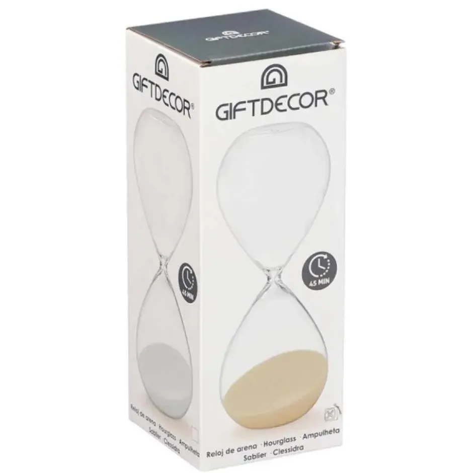 Gift Decor Zandloper cilinder - grijs - 35 min - glas - D9xH25 cm