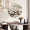 Glasschilderij Boom in bloei - Ø 70 - Beige