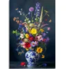 Glasschilderij Delfts Blauw bloemen - 116 x 78 - Bont