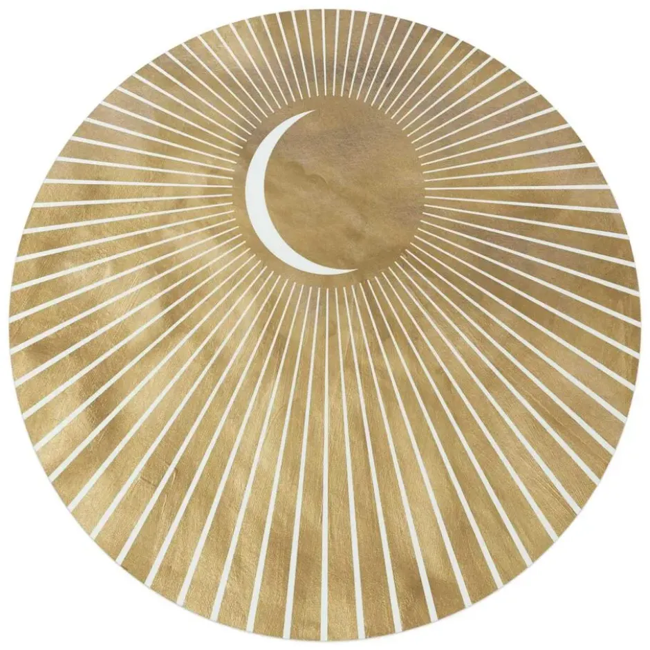 Glasschilderij Maan - Ø 70 - Goudkleurig