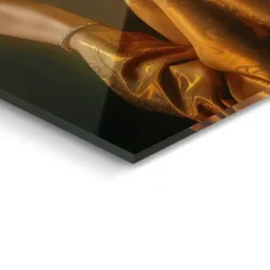 Glasschilderij Modern meisje met de parel - 116 x 78 - Oranje