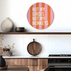 Glasschilderij Niet mijn circus - Ø 50 - Oranje