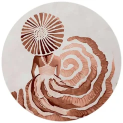 Glasschilderij Ronde jurk terracotta - Ø 70 - Oranje