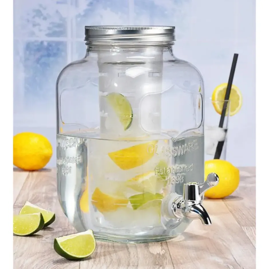Glazen drank dispenser/limonadetap - met kraantje - 4 liter
