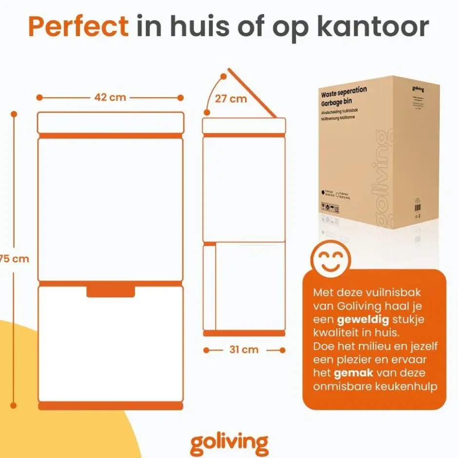 Goliving Automatische Sensor Prullenbak 64 Liter – Afvalemmer keuken - Afvalbak