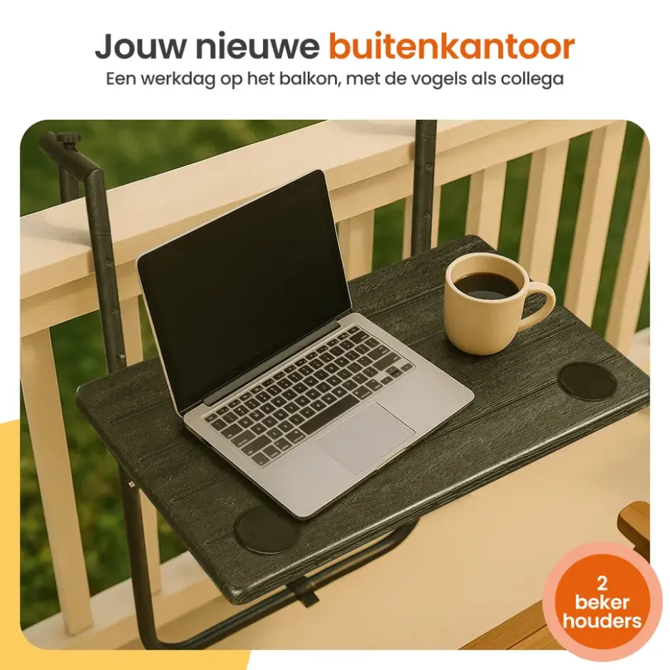 Goliving Balkontafel - Inklapbaar - Hangend - 60 x 40 cm - Hoogteverstelbaar