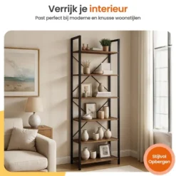Goliving Boekenkast - 66 x 30 x 186 cm - 6 Lagen - Opbergkast - Wandkast