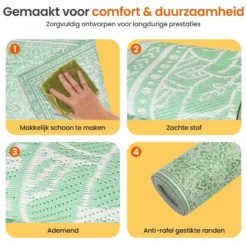 Goliving Buitenkleed Summer Flora - 183x290CM - Draagtas - Groen/Wit