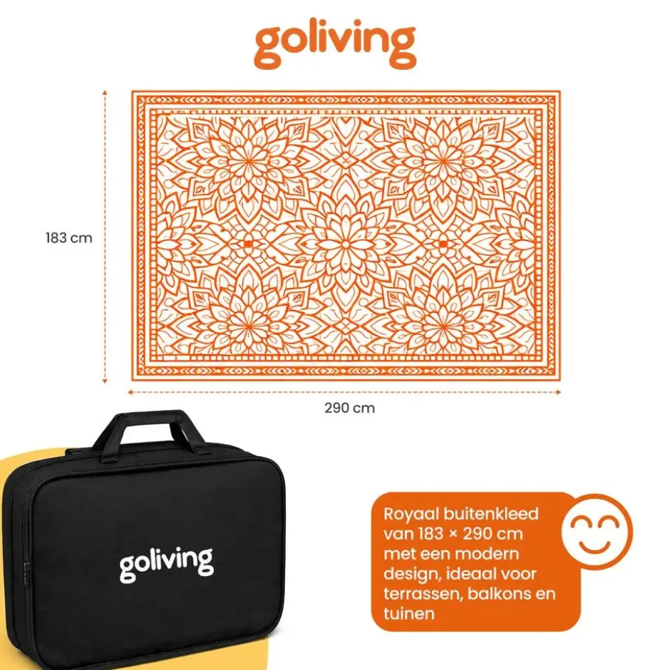 Goliving Buitenkleed Summer Flora - 183x290CM - Draagtas - Groen/Wit
