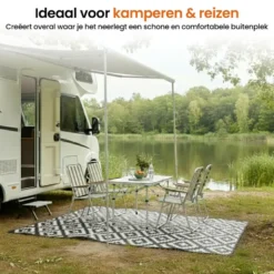 Goliving Buitenkleed Summer Diamond - 183x290CM - Draagtas - Zwart/Wit