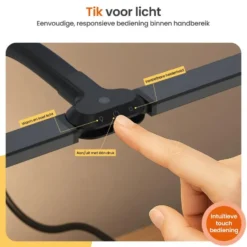 Goliving Bureaulamp met Klem - 78 CM - LED Dimbaar - Touch Bediening