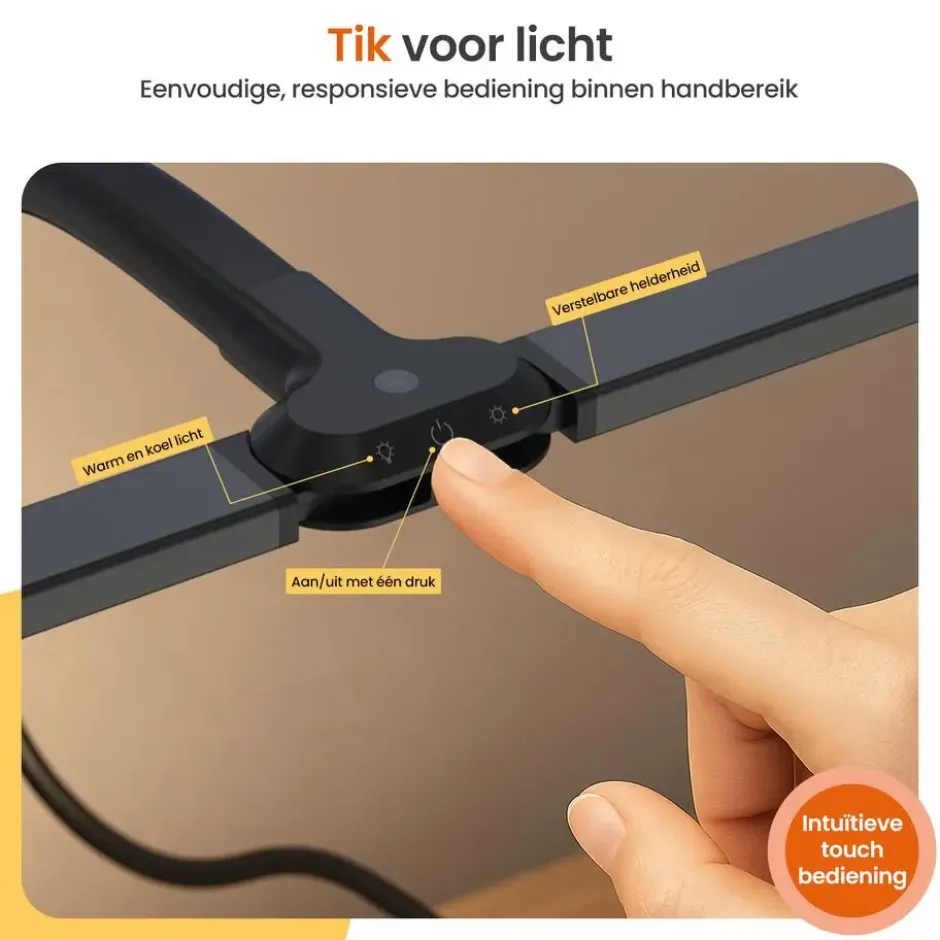 Goliving Bureaulamp met Klem - 78 CM - LED Dimbaar - Touch Bediening